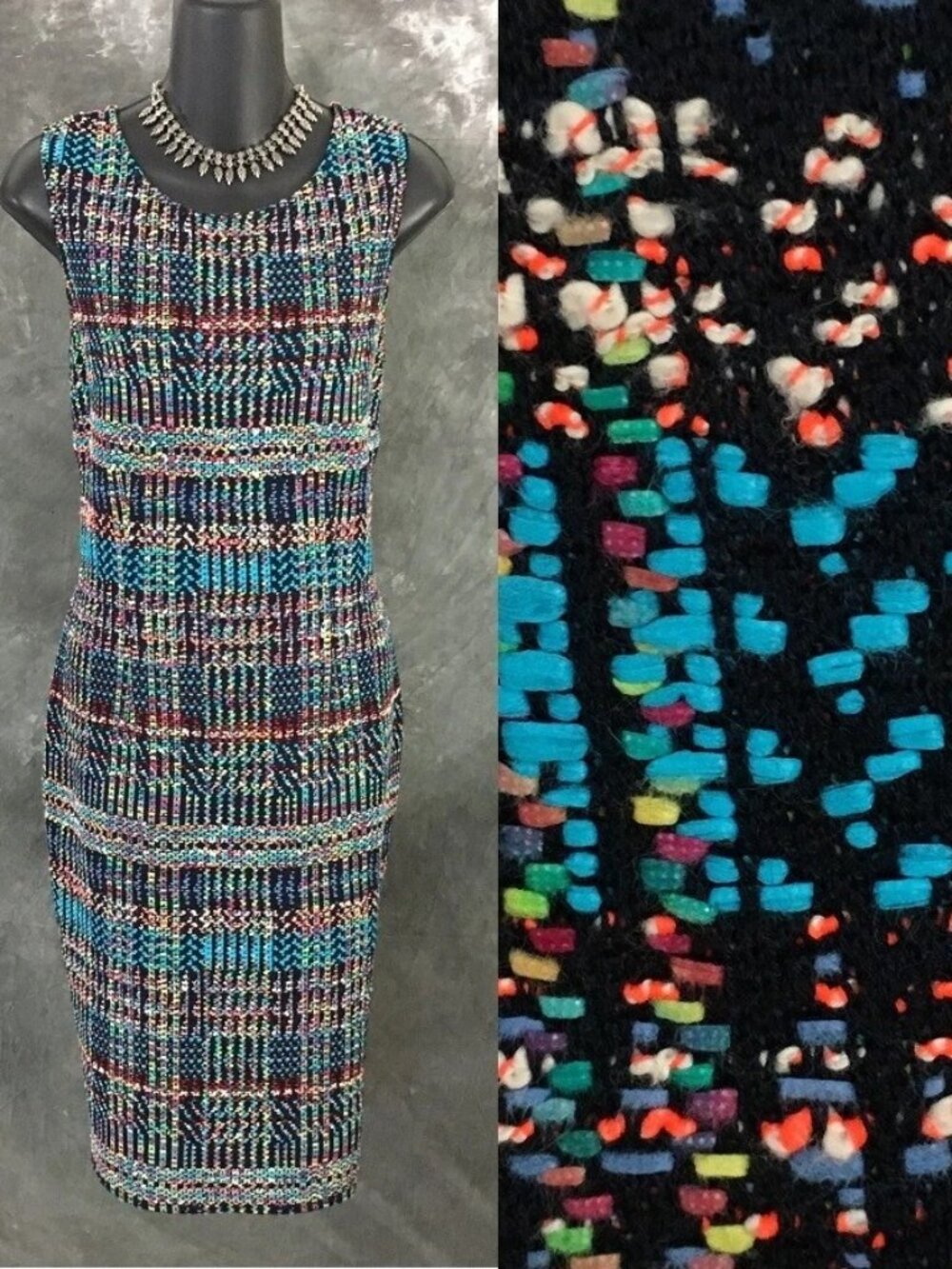 BEAUTIFUL St John knit blue pink multi dress size 4